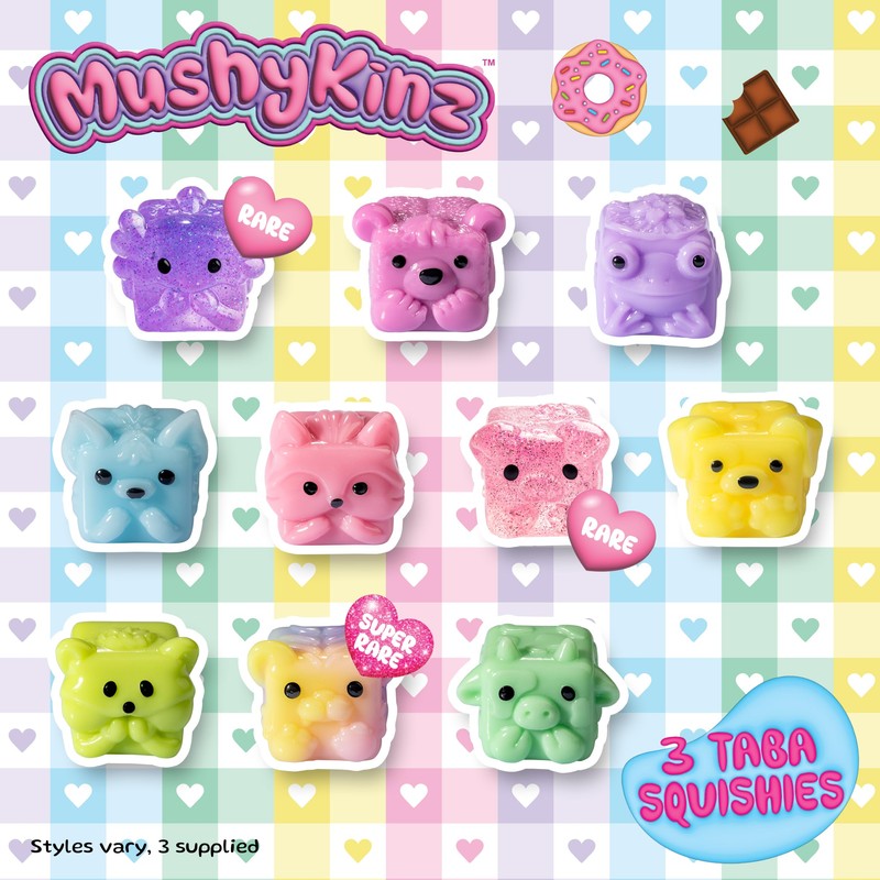MushyKinz Mini Mystery Mushies 3 Pack, Sticky Stretchy Taba Squishies-