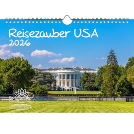 Travel Magic USA DIN A4 Calendar for 2026 America Washington Travel Country Holiday Set Contents: 1 x Calendar, 1 x Christmas Pendant (Total 2 Pieces)