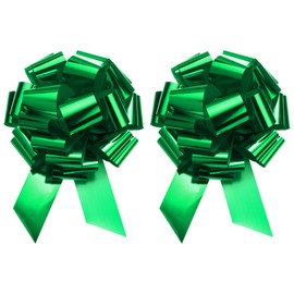 sourcing map 2pcs 18"/45cm Car Extra Giant Large Pull Bow Christmas Metallic Gift Wrapping Bows Ribbon for Wedding Car Baskets Presents Big Gift Bow, Dark Green
