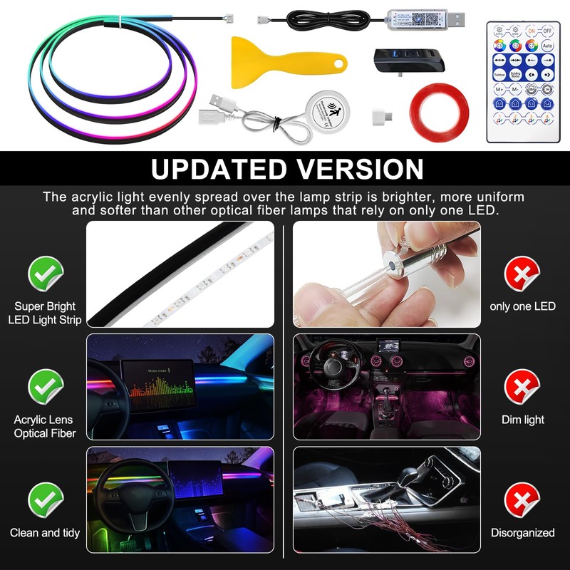 Acrylic Interior Car LED Strip Light 43-inch, which fit for