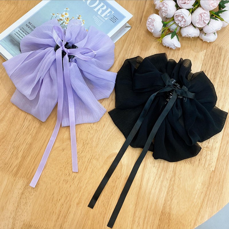 HAPVITAL Ruffled Ribbon, Hair Claw Large, Hair Ornament, Cute, Hair
