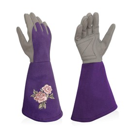 Intra-FIT Rose Pruning Gloves Thorn Proof, Embroidery Leather Gardening Gloves with Extra Long Forearm Protection