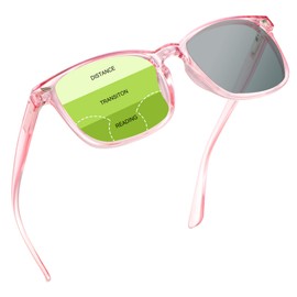 YEIN Progressive Multifocal Presbyopic Glasses, Photochromic Gray Sunglasses, 0.00/+2.50 Magnification for Women
