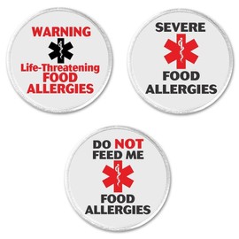 Set 3 Warning Life Threatening Food Allergies/Do Not Feed 3" Sew On Patches