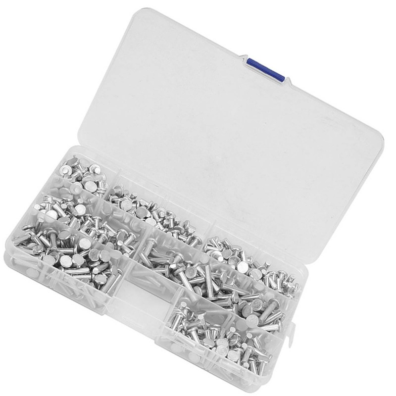 M4 Flat Head Solid Rivets Kit 350pcs Aluminum Rivets Set