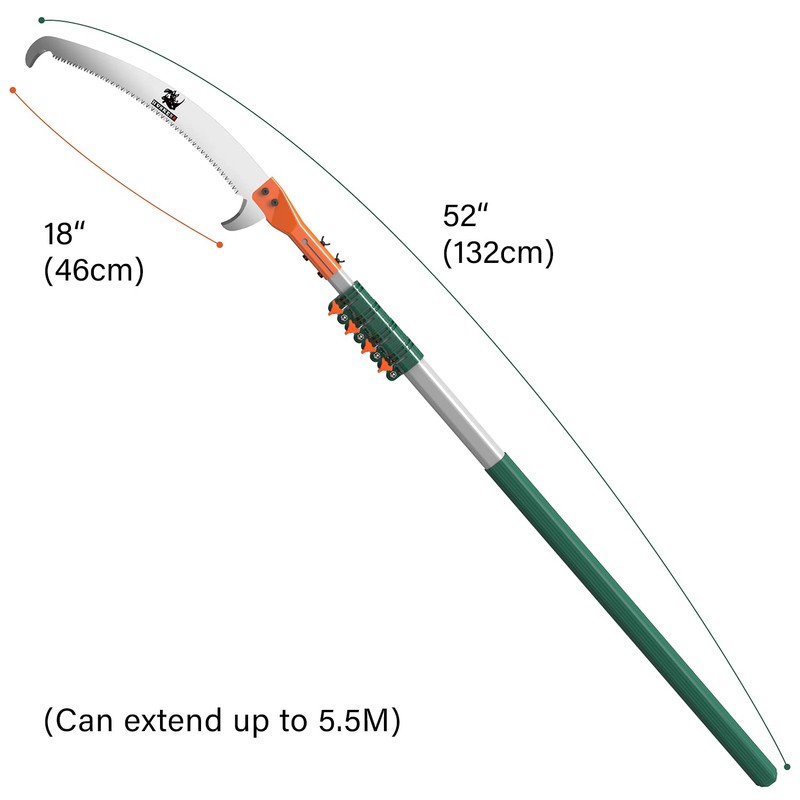 HUNKENR Tree Pruner Pole Saw Manual Extendable Long Tree Pruner