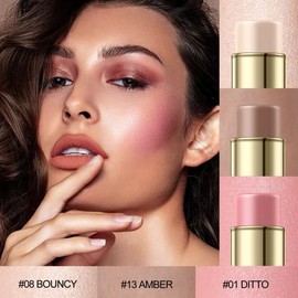 Falocutus Juego de 3 Pcs Fair Contour Stick, Lápiz Bronceador de Rubor y Resaltador Crema, Iluminador de Contorno Facial Natural de Larga Duración y S