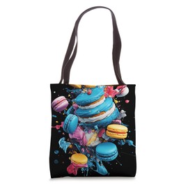 Vibrant Macaron Explosion Art for Foodies and Bakers Tote Bag