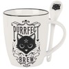 Alchemy Gothic Cup and Spoon Set Purrfect Brew White/Black