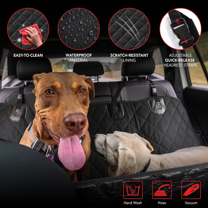 Bell+Howell Waterproof Dog Car Seat Cover for Back Seat or