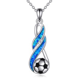 JBAERD Soccer Ball Necklace Sterling Silver Soccer Necklace Sports Pendant Jewelry Gift for Women Sport Fans