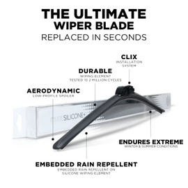 Clix Wipers 28" + 18" Silicone Plus Embedded Rain Repellent Automotive Replacement Windshield Wiper Blades Premium Durable Silicone Wiping Element Designed For Extreme Weather Conditions (Set of 2)