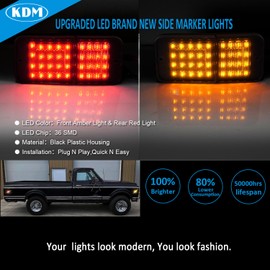 KDM LED Bumper Side Marker Reflectors Lights,Fit for 1968-1972 Chevy GMC C10 C20 C30 K10 K20 K30 C1500 C2500 C3500 K1500 K2500 K3500 Blazer,Front & Rear Side Marker Lights,Smoked Lens 4Pack
