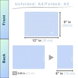 iMAT Flip Cutting Mat Note, A4 (Cm Version), 9"x12" (22x30 Cm), Folding, Suitable for Small Crafts, Making Notebook, Models, and Scrapbooking Project (Origami White)