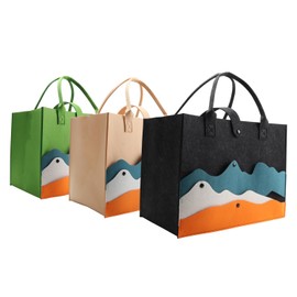 kaxilu Reusable Bags 3pcs Large 16.5"x12.5"x 10" Women Felt Tote Bag with Handles Grocery Beach, Travel, Study, Gym,wedding DIY Gifts Bag