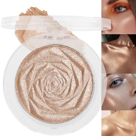 evpct Resaltador facial dorado champán con purpurina brillante de diamante, paleta de maquillaje en polvo para cara, cuerpo, mejillas 03