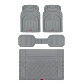 Motor Trend FlexTough Defender Floor Mats for Cars & TrunkShield Trunk Mat Set, Next-Gen Deep Dish Heavy Duty Car All Weather, Rubber Set Auto Truck Van SUV