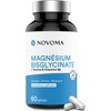 NOVOMA Magnesium Bisglycinate + Taurine & Vitamin B6, High Content 300mg /day, 60 capsules, Fights Fatigue and Stress, Better Absorbed than Marine Magnesium, Made of France (ex Nutrivita)