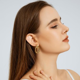 GUOMTGH Gold/Silver Chunky Gold Earrings For Women Trendy Statement Geometric Dangle Earrings Jewelry Gift (Gold2)