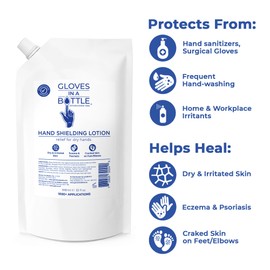 Gloves In A Bottle Gloves In A Bottle 32 oz Refill Pouch C Unscented Shielding Lotion | Fast Relief for Dry, Cracked Skin & Eczema | Non-Toxic, Hypoallergenic, Fragrance-Free Hand & Body Moisturizer C Bulk Size