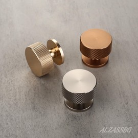 Alzassbg 10 Pack Brushed Satin Nickel Cabinet Knobs, 1.2 Inch Diameter Kitchen Cabinet Hardware Knurled Round Knobs for Cabinets and Drawers AL6023SN