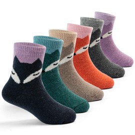 Toddler Girls Wool Socks Kids Thick Winter Warm Thermal Socks Fashion Cute Socks 6 Pack 3-5 Years
