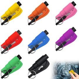 8 Pcs Car Window Breaker And Seat Belt Cutter, Emergency Escape Tool For Vehicles, Compact And Lightweight Safety Hammer With Steel Tip For Car Safety (multiple Colors)