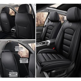 Cscevt 2 Seat Covers for Car Fit for Jaguar S-Type 2000-2008 Leather Seat Covers Breathable Waterproof Seat Protectors (Black,Standard) Automotive Seat Covers with Airbag
