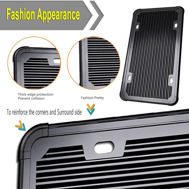ZXFOOG Black License Plate Frame- Silicone License Plate Cover Holder