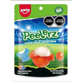 Amos Peelerz Edición Limitada Futbol Gomitas Pelables Sabor Fresa y Frambuesa 65g