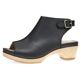 Dansko Lizzy Peep-Toe Booties for Women - Linings from Recycled Materials and Leather for Breathability- Lightweight Rubber Outsole for Long-Lasting Wear Black 8.5-9 M US