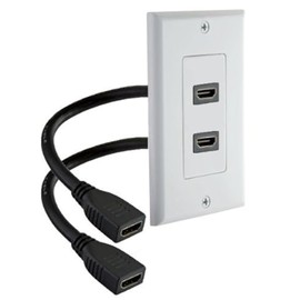 iMBAPrice - HDMI Pigtail Wall Plate Built-in Flexible Hi-Speed HDMI Cable with Ethernet Dual Port (2 Port) White