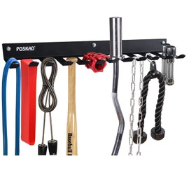 Poskad Gym Storage Rack,12 Hook Heavy-Duty Steel Gym Organizer Wall Mount Hanger for Home and Pro, Gym Accessory Storage Resistance Bands,Jump Ropes,Lifting Belt,Barbells. (24'' -12 hooks)