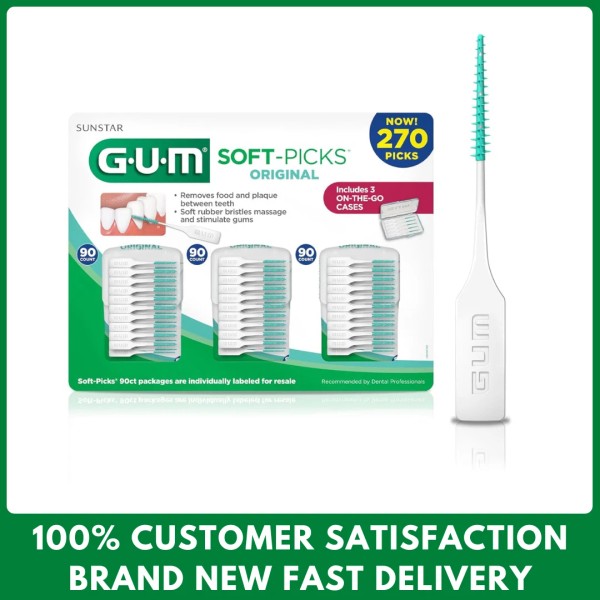 Gum Soft-Picks Sunstar 270 Picks 3 Travel Cases Rubber Bristles