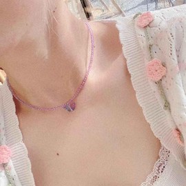 Aneneiceera Vintage Purple Crystal Butterfly Choker Necklace Purple Rhinestone Necklace Raw Amethyst Collar Necklace Short Cz Butterfly Necklace Jewelry for Women (Purple)