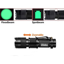 Ulako Single 1 Mode Zoomable LED 150 Yard Green Light Flashlight Torch for Fishing Hunting Detector