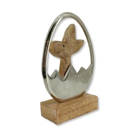 Wooden and Metal Easter Decoration Wood and Metal Easter Bunny in Egg 13 x 19 cm Easter Eggs Easter Decoration Table Decoration