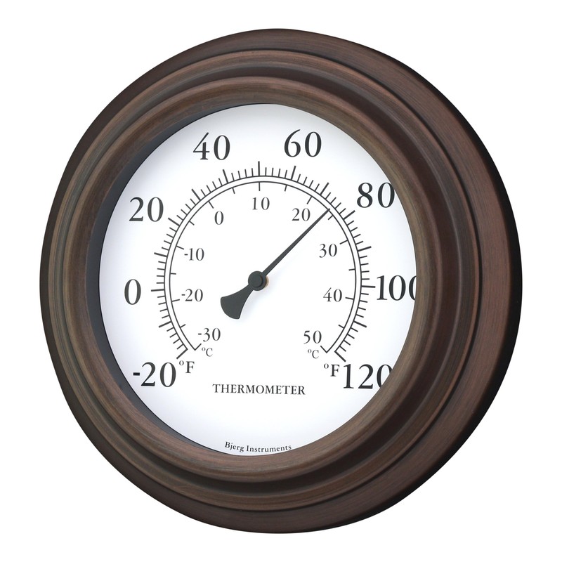 8" Decorative Indoor/Outdoor Patio Wall Thermometer (Bronze)