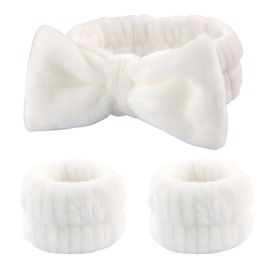Noguez. Set Diadema y Muñequeras para Skincare Ideales para Cuidado Facial y Maquillaje, Accesorio de Cabello para Tratamientos Cosmeticos y Faciales, Spa Headband Women. (Blanco)