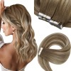sunny hair Extensiones Cabello Humano 50gr 14in Marrón Ombre Castañas