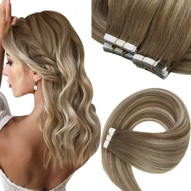 sunny hair Extensiones Cabello Humano 50gr 14in Marrón Ombre Castañas M