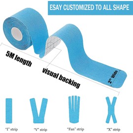Kinesiotapes Vorgeschnitten 3 Rollen 5mx5cm, Kinesiologie Tape wasserfestes Physio Tape und Sporttape für den Sport, für Knie, Schulter und Ellenbogen, Muskelstraffende Bänder(Schwarz+Blau+Hautfarben)