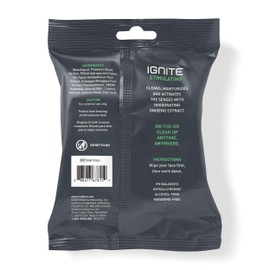 Ignite Mens Body Wet Wipes, Extra Thick 8" x 8" Shower Wipes, Stimulating Scent, 10 Count