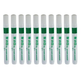 Whiteboard Drywipe Bullet Tip Green Markers x 10 (PC)