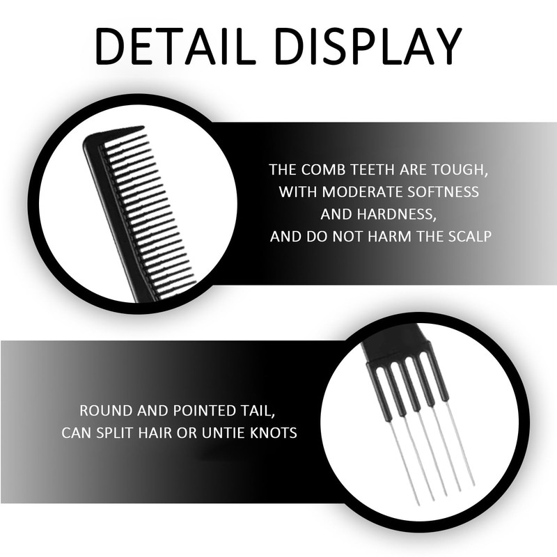 2 pieces needle comb and 2 pieces pointed tail comb,