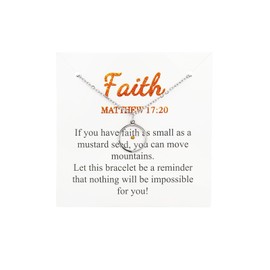 Pingyongchang Faith God Pendant Necklace for Women Men Dainty Gold Silver Plated Stainless Steel Choker Tiny Move Mountains Mustard Seed Charm Choker Christian Baptism Birthday Jewelry Gift-D Silver