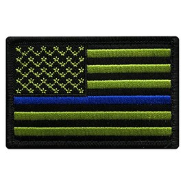 Police Law Enforcement Thin Blue Line USA Flag Patch (3.0 X 2.0) grn