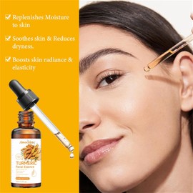 Aceite de cúrcuma para rostro y cuerpo, aceite natural para una piel radiante con aloe vera, naranja dulce y manteca de karité, hidratante, calmante y nutritivo para el cuidado de la piel seca