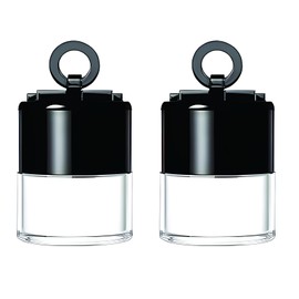 2Pcs 10 Gram Plastic Powder Case Plastic Loose Powder Container, Face Powder Travel Powder Container with Sifter Black Lid and Powder Puff for Blusher Makeup Loose Powder