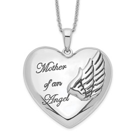 Solid 925 Sterling Silver Heart Mother of an Angel 18in. Necklace Chain 18" (1mm)